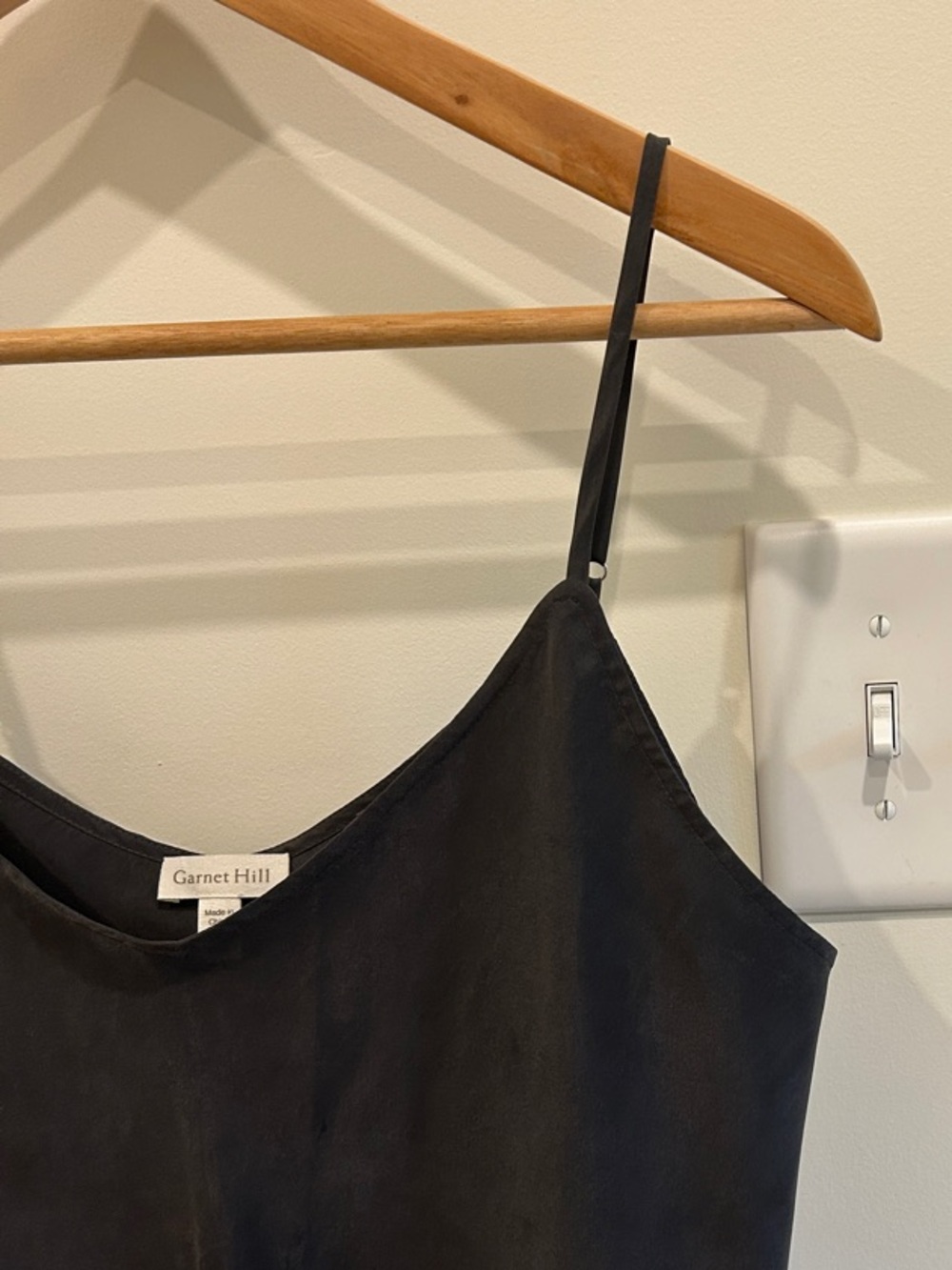 Garnet Hill Black Silk Spaghetti-Strap Cami